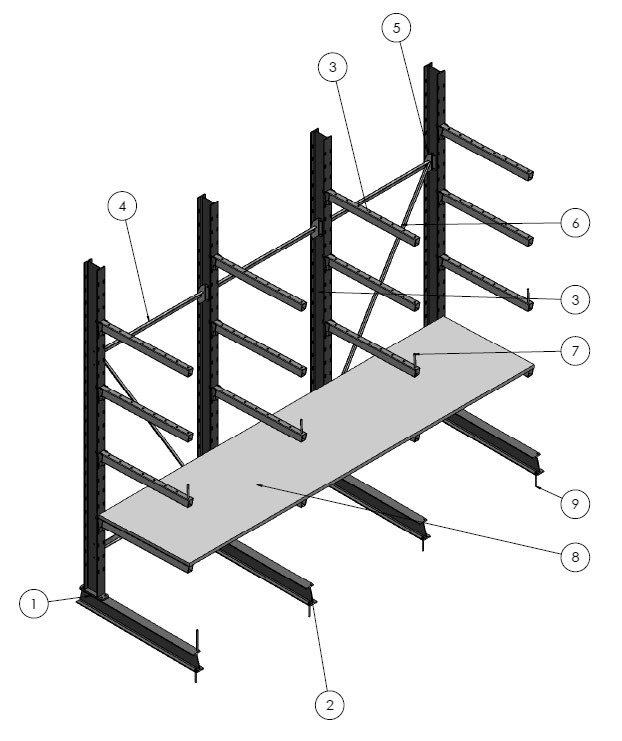 medium duty cantilever rack parts